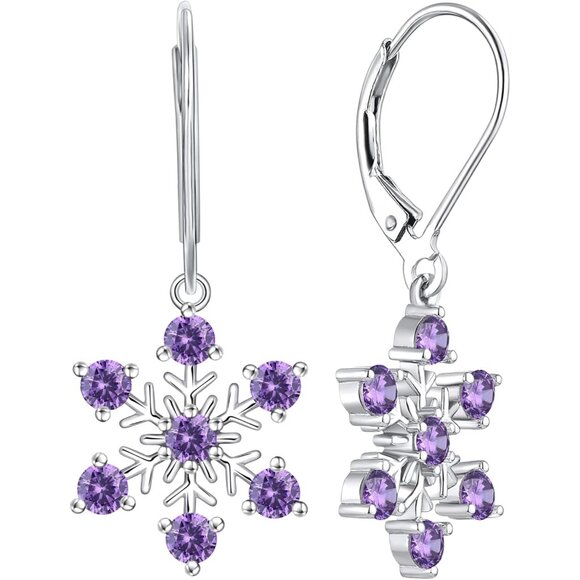 925 Sterling Silver Blue & White Cubic Zirconia Snowflake...